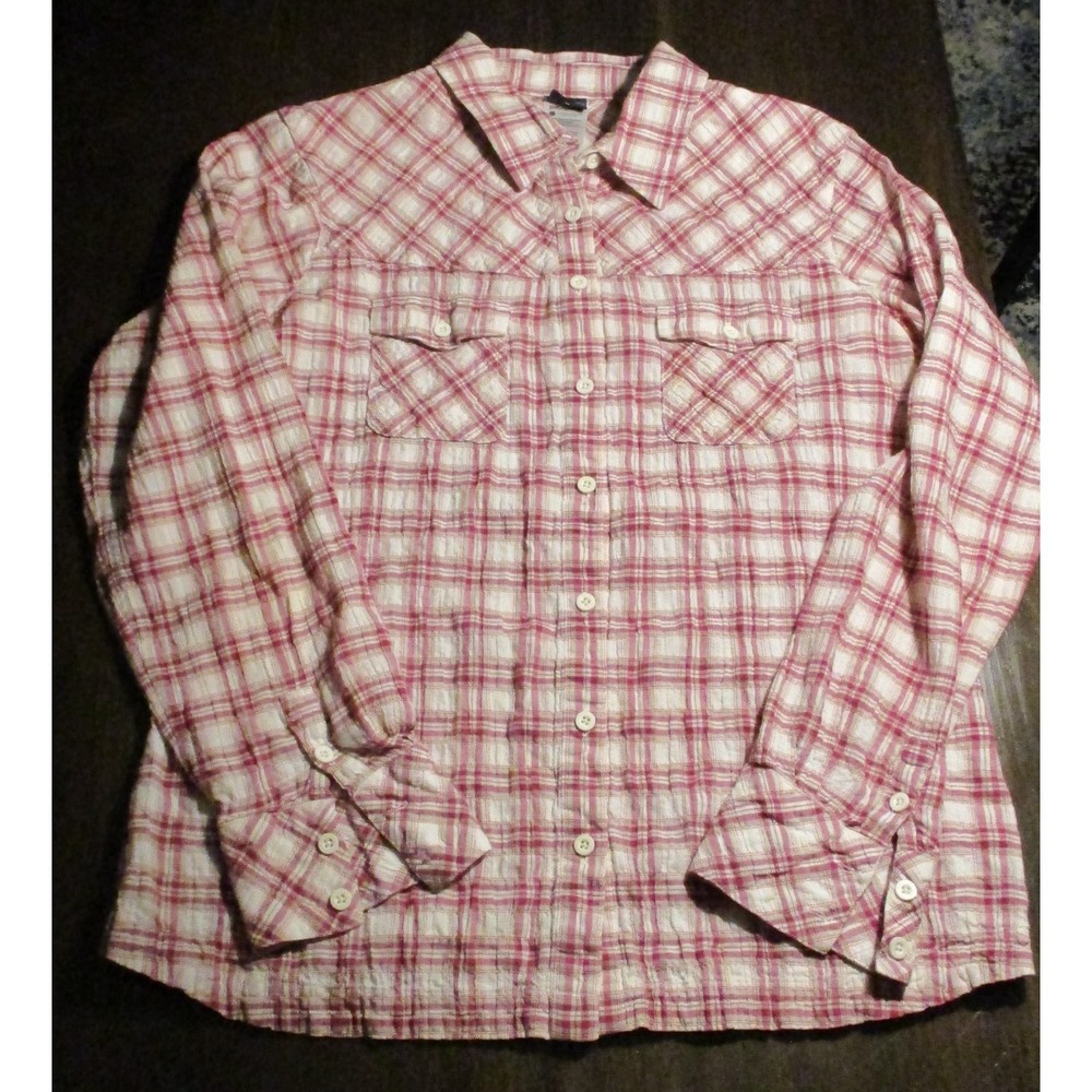 Patagonia Button Down Red White Womens Size 8